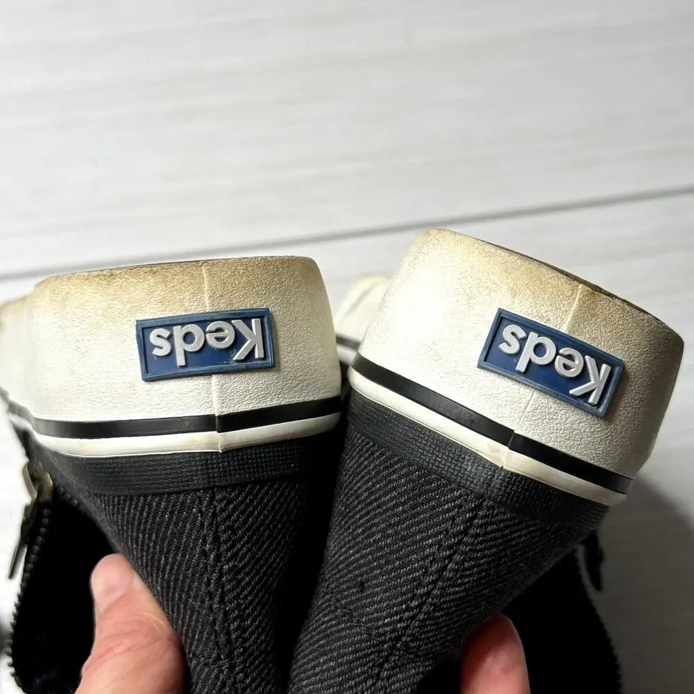 Keds Black Suede &‎ Twill Zip Up Ankle Platform Sneakers Casual Shoes Sneakers 7